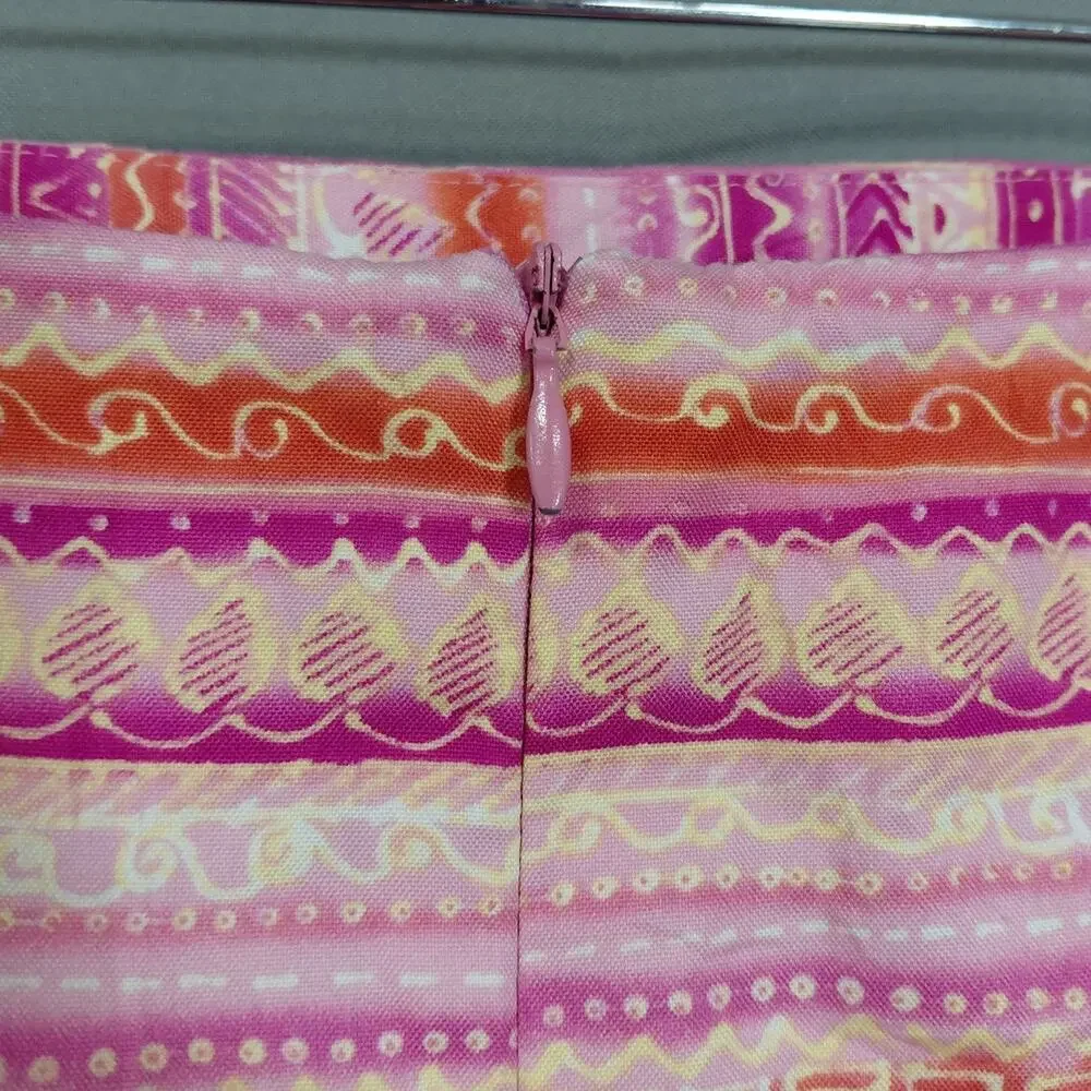 Talbots Pink Pencil Knee Length Lined Striped Skirt Women Size 6